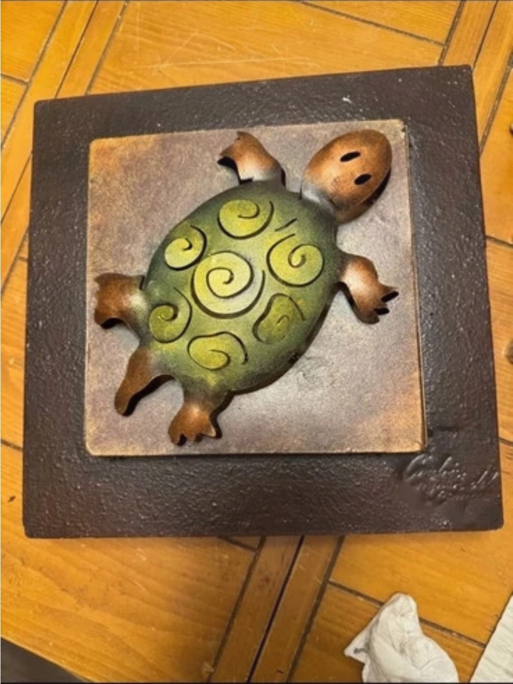 Handcrafted Green Turtle Wall Accent - Home Accents